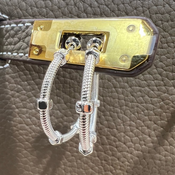 $Bundle Deal$ 18k White and Yellow Gold Plated 35mm Earrings. Comes with 2 pairs - Picture 5 of 11